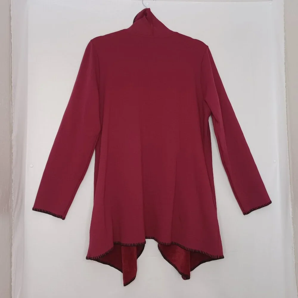 Women's D. & Co. Wine‎ Color Open Front Cardigan with Pockets Size Medium